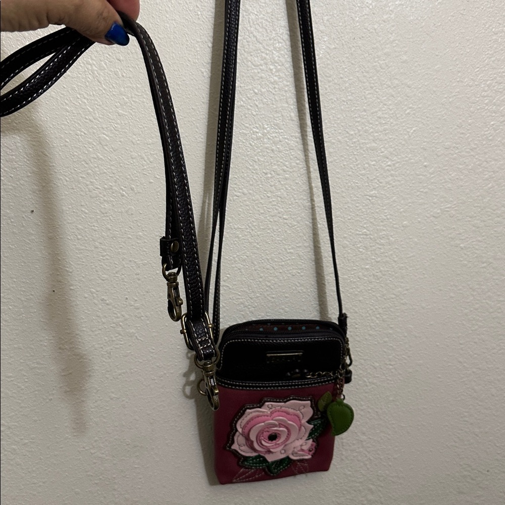 Chala Floral Pink and Brown Crossbody Bag - Picture 9 of 9
